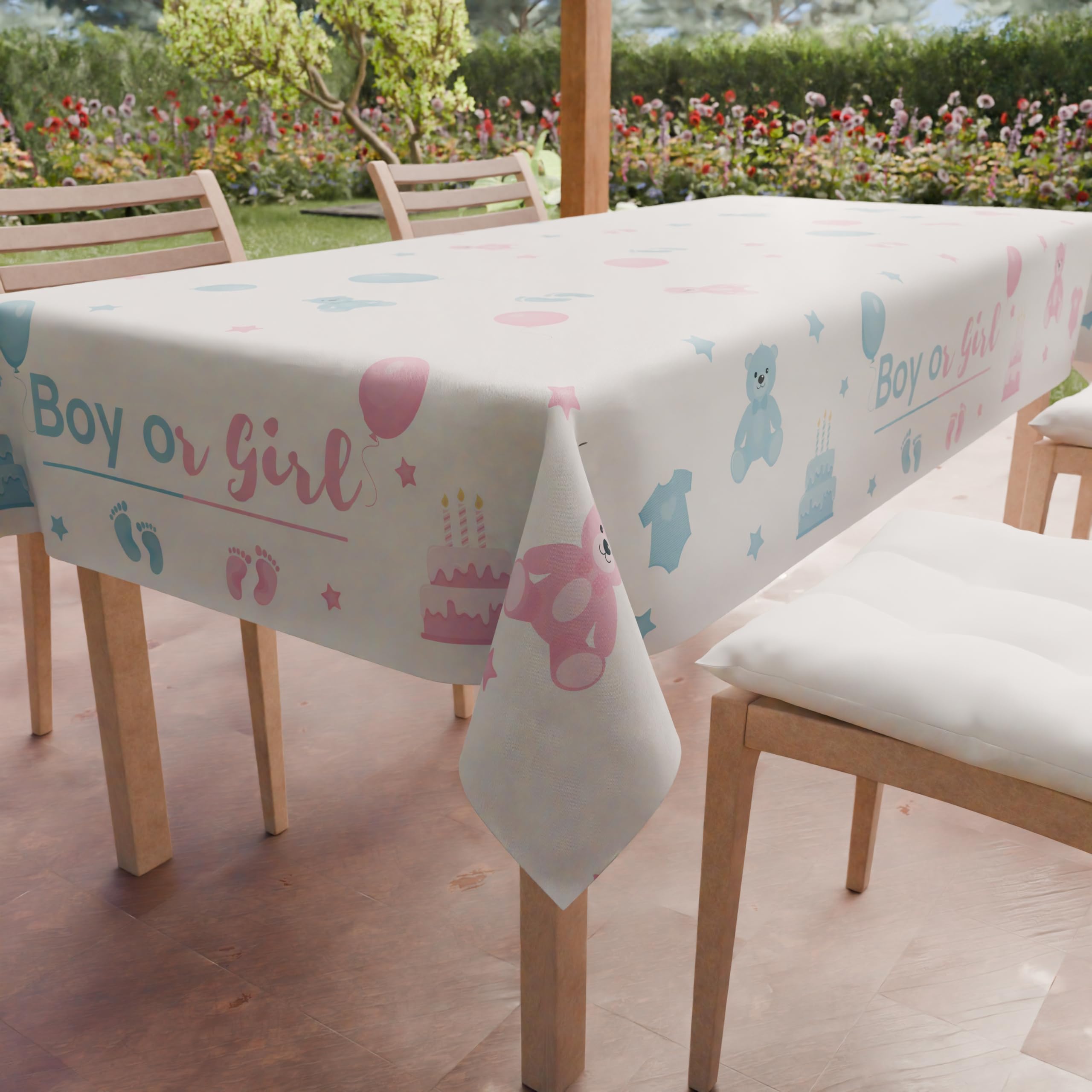 PETTI Artigiani Italiani - Rectangular Stain Resistant Tablecloth for Parties and Baby Showers, Kitchen Party Design 05 x 12 Seater (140 x 240 cm) 100% Made in Italy