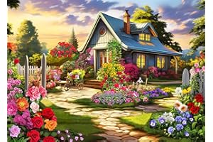 HUADADA 1000 Piece Puzzles for Adults - Colourful House of Flowers - Jigsaw Puzzles for Adults and Kids 1000 Piece Educationa