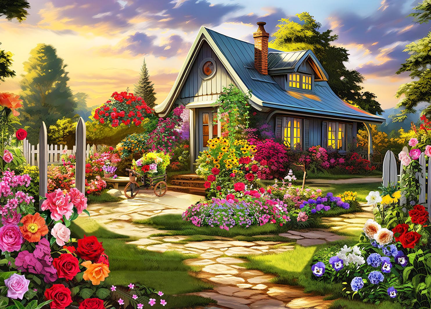 Puzzles 1000 Pieces for Adults jigsaw puzzles for adults 1000 Piece Puzzle Educational Games-House of Flowers-Home Decoration Puzzle — image 1