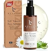 Face Tanner Serum - USA Made with Natural & Organic Ingredients, Sunless Self Tanner for Face with Anti-Aging Hyaluronic Acid, Non Toxic Bronzing Serum for Streak-Free Fake Tan & Natural Glow