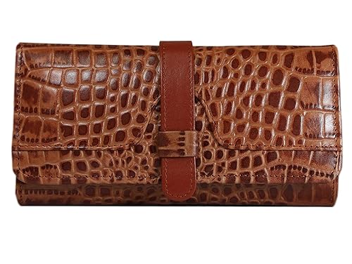 Gleani Womens Leather 2 Colour Trifold Wallet (Tan)