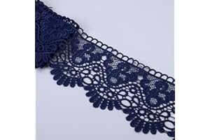 AIETSYEI Navy Venice Lace Trim 6Yards Wide Lace Ribbon Crown Embroidered Trim for Sewing Crafts, Wedding Dress Embellishment, Home Decor