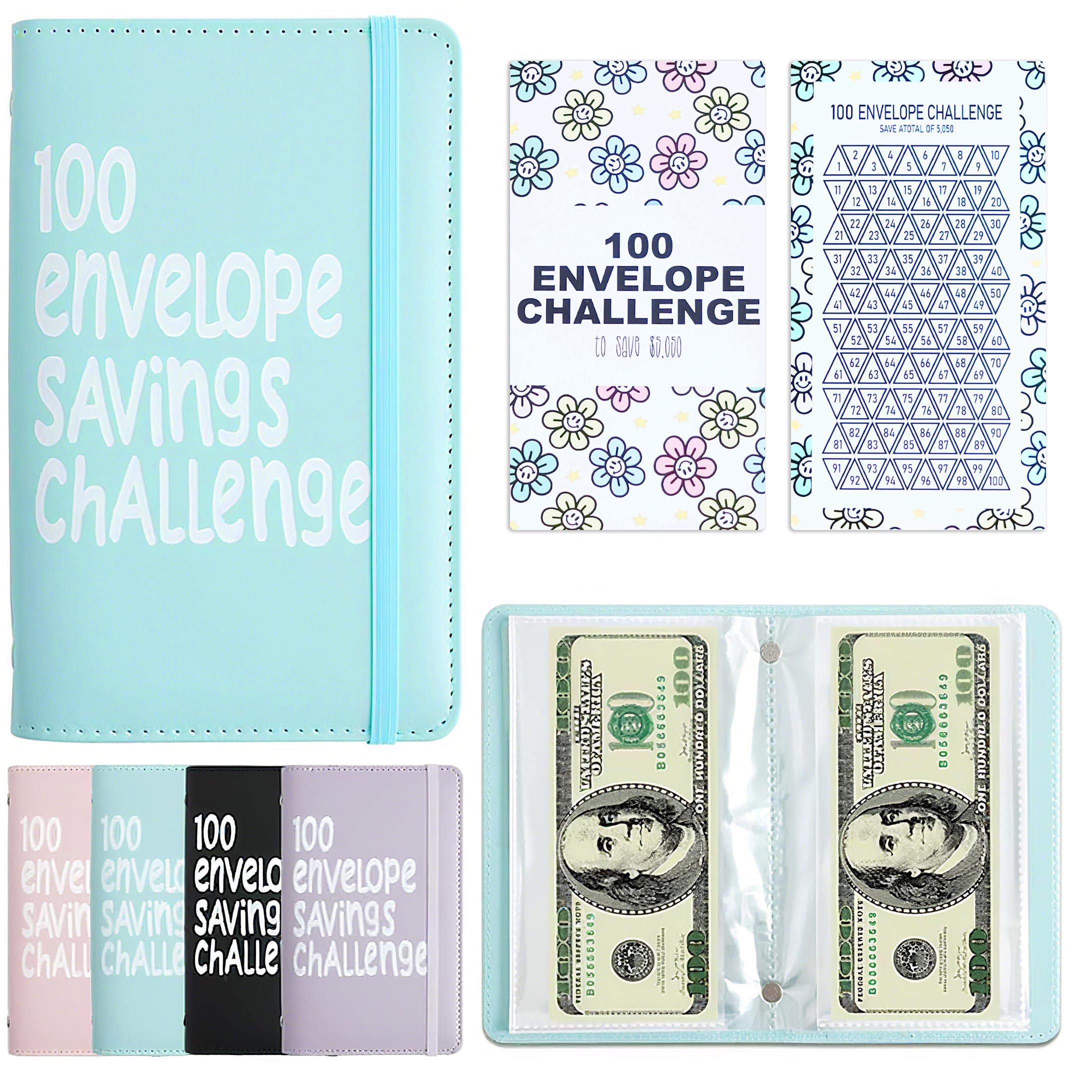 APMFHO 100 Days Money Saving Challenge Coin Envelope Budgetstorage Book, Money Saving Binder, Easy and Fun Way to Save $10,000 or $5,050, Money Saving Challenge with Family, Friends, Bestie