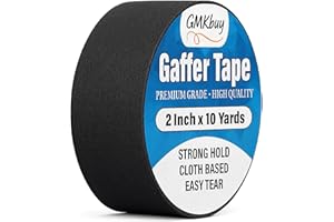 GMKbuy 2 in x 10 Yd Black Gaffers Tape – Heavy Duty, Non-Reflective, Easy to Tear, Waterproof Matte Gaffer Stage Tape – Gaff Cloth Tape for Photography, Filming Backdrop & Production