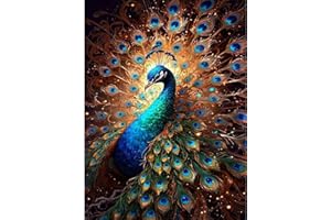 Gamteldot Peacock Stamped Cross Stitch Kits,11CT Cross Stitch Kits for Beginners,DIY Needlepoint Kits for Adults,Embroidery Patterns Art Crafts Kits for Home Decor and Gift