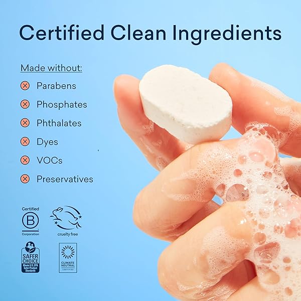 BLUELAND DISHWASHER DETERGENT TABLETS, 60 COUNT, UNSCENTED PLASTIC-FREE ECO FRIENDLY DISHWASHING PODS, NATURAL, NON TOXIC, SUSTAINABLE