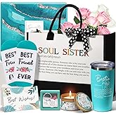 Best Friend Birthday Gifts for Women, Friendship Gifts for Women Friends Female Funny Sister Gift from Sister Christmas Gift Basket for Mom Best Friends Female Bestie Soul Sis BFF w/ Canvas Tote Bag