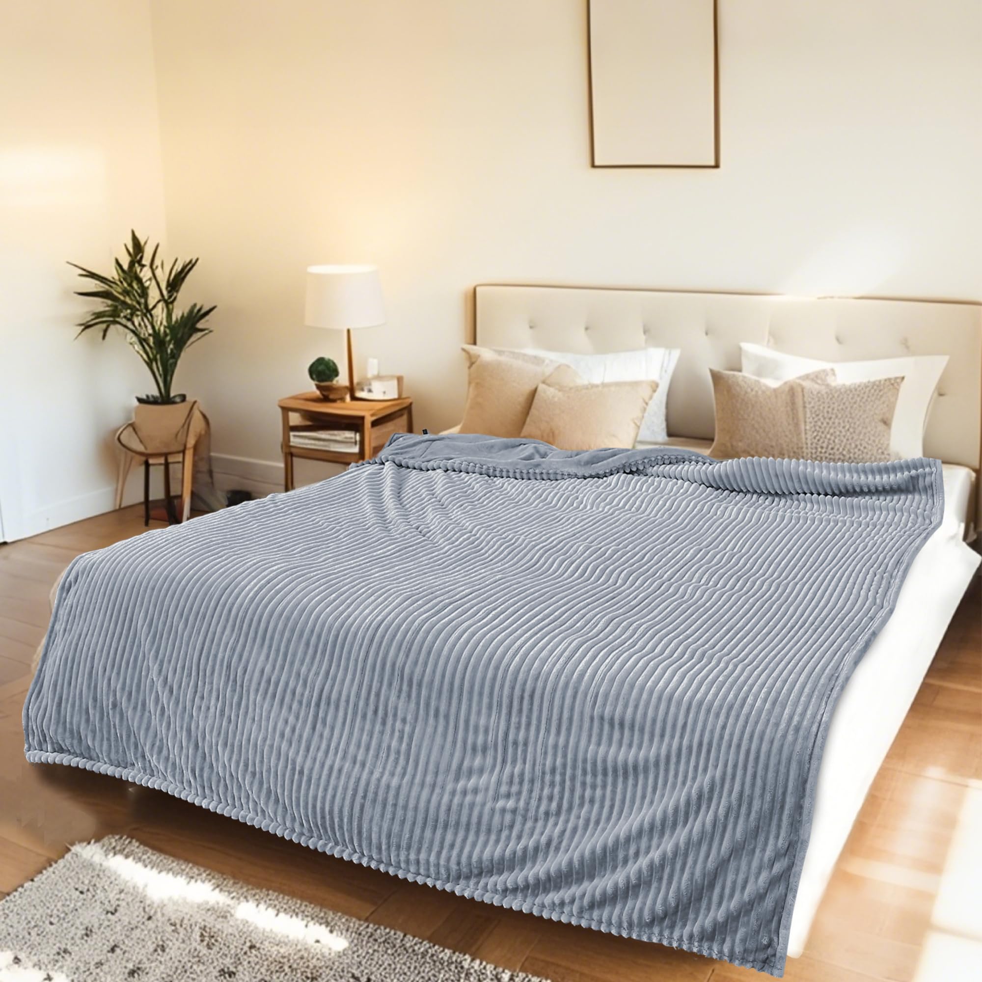 Electric Heated Blanket Throw Size 50"x60" with Cozy Flannel, 6 Heat Settings & 3 Hours Auto Off, Soft & Cozy Warming Throw for Home, Office, or Bed, Machine Washable, Grey