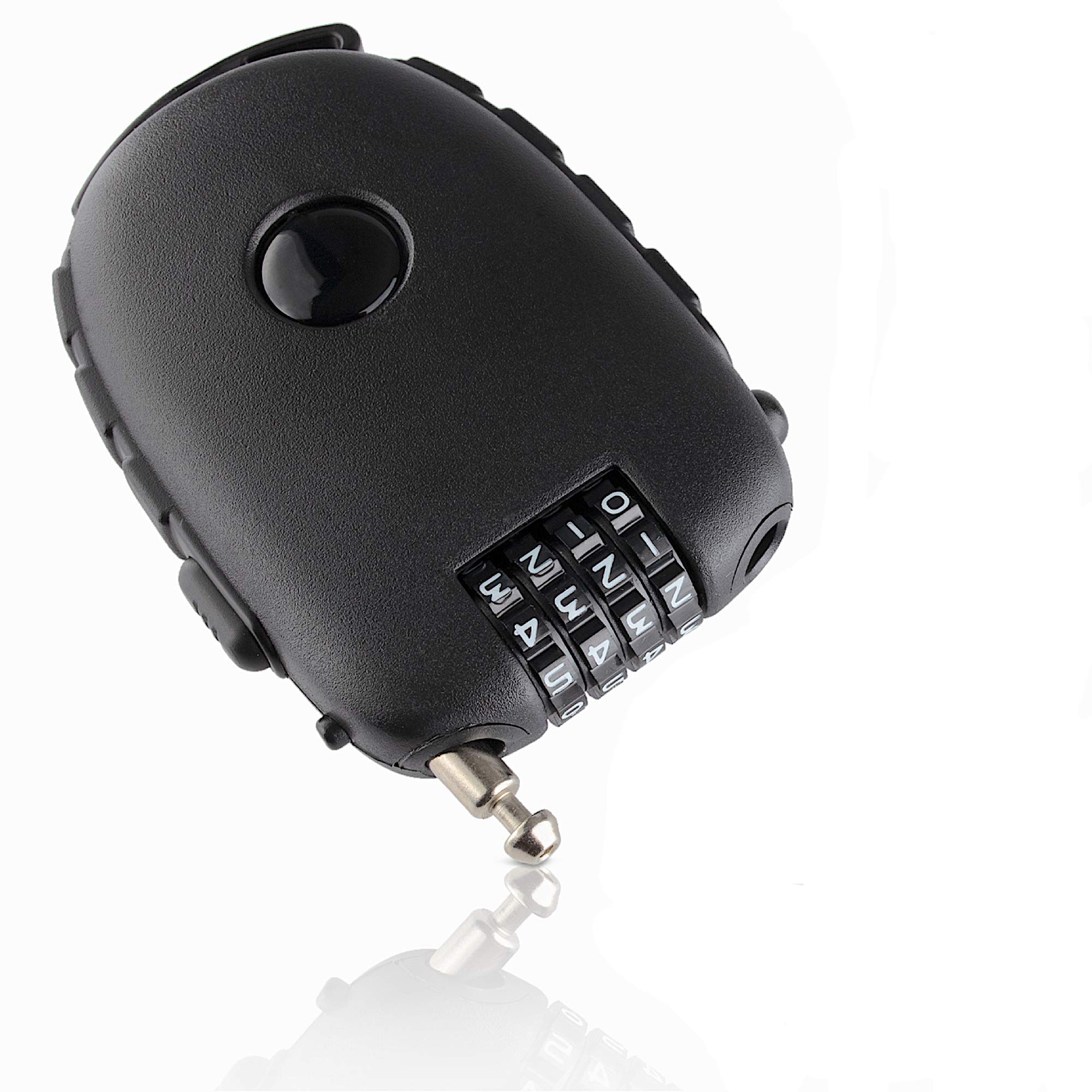 Safe Locks Premium Cable Lock Combination Cable Lock with 4 Digit Combination Code – Ideal for Cycling, Ski, Snowboarding, Pushchair Travel Suitcase Luggage 90 cm Cable, Rollable, Black