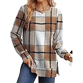 Saloogoe Sweatshirt for women Side Split Fall Fashion 2025 Long Sleeve Shirts Trending Now