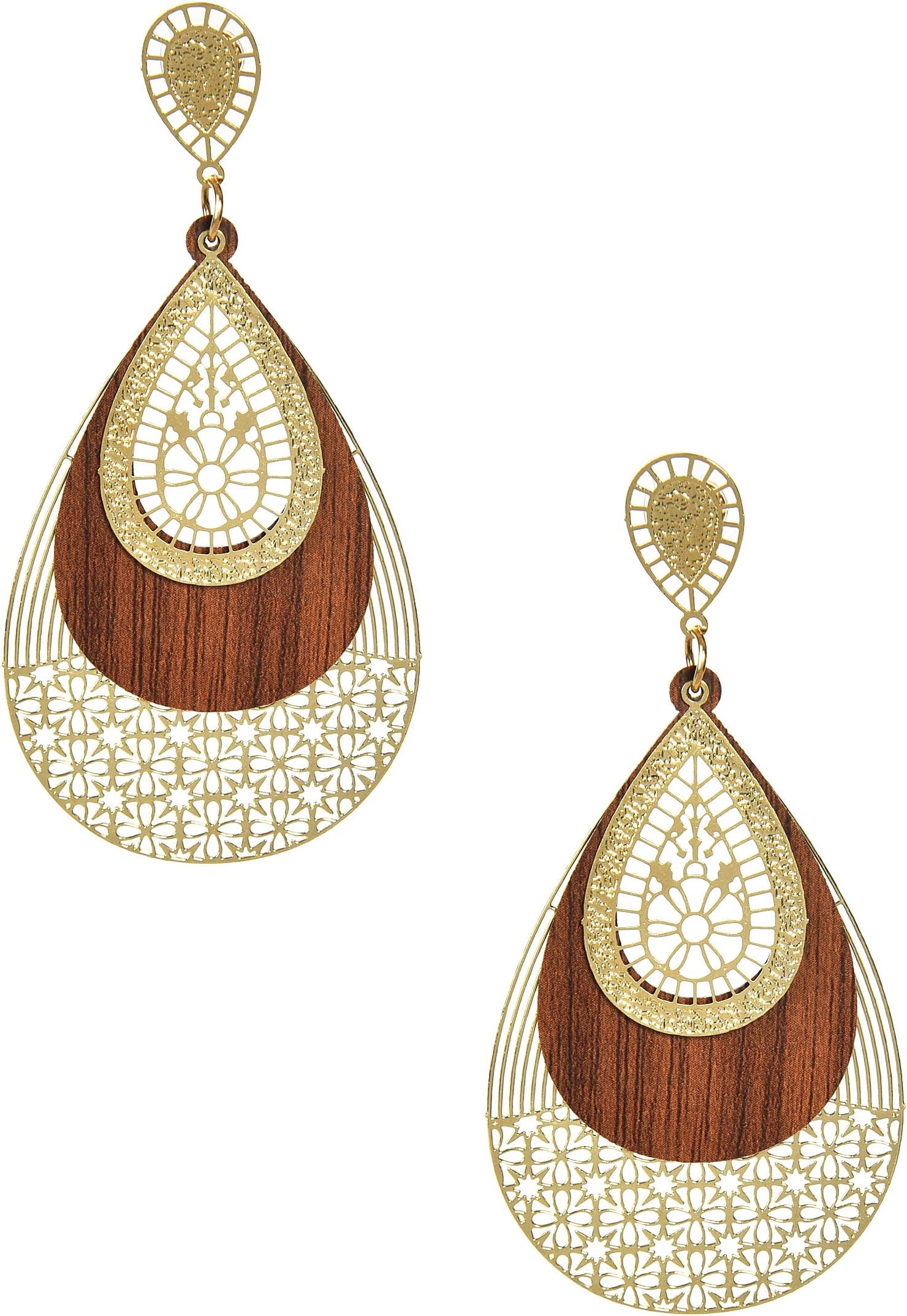 CZAANT TRADITIONS Ethnic and Party Wear Brown Gold-plated Glossy Earrings for Women