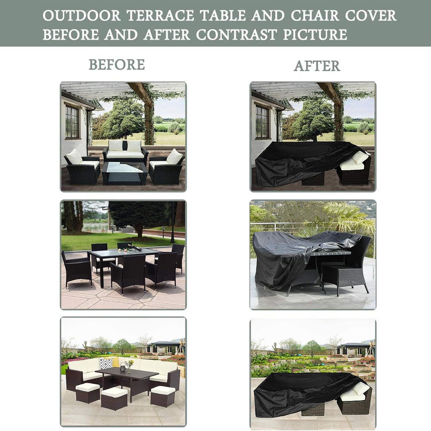 OVCRNIBI Outdoor Patio Furniture Cover Rectangular Patio Table Cover Tear-Resistant Waterproof Outdoor Furniture Set Cover 420D Heavy Duty Lawn Dining Table Chair Sofa Cover71x48x28 Inch Black : Garden & Outdoor