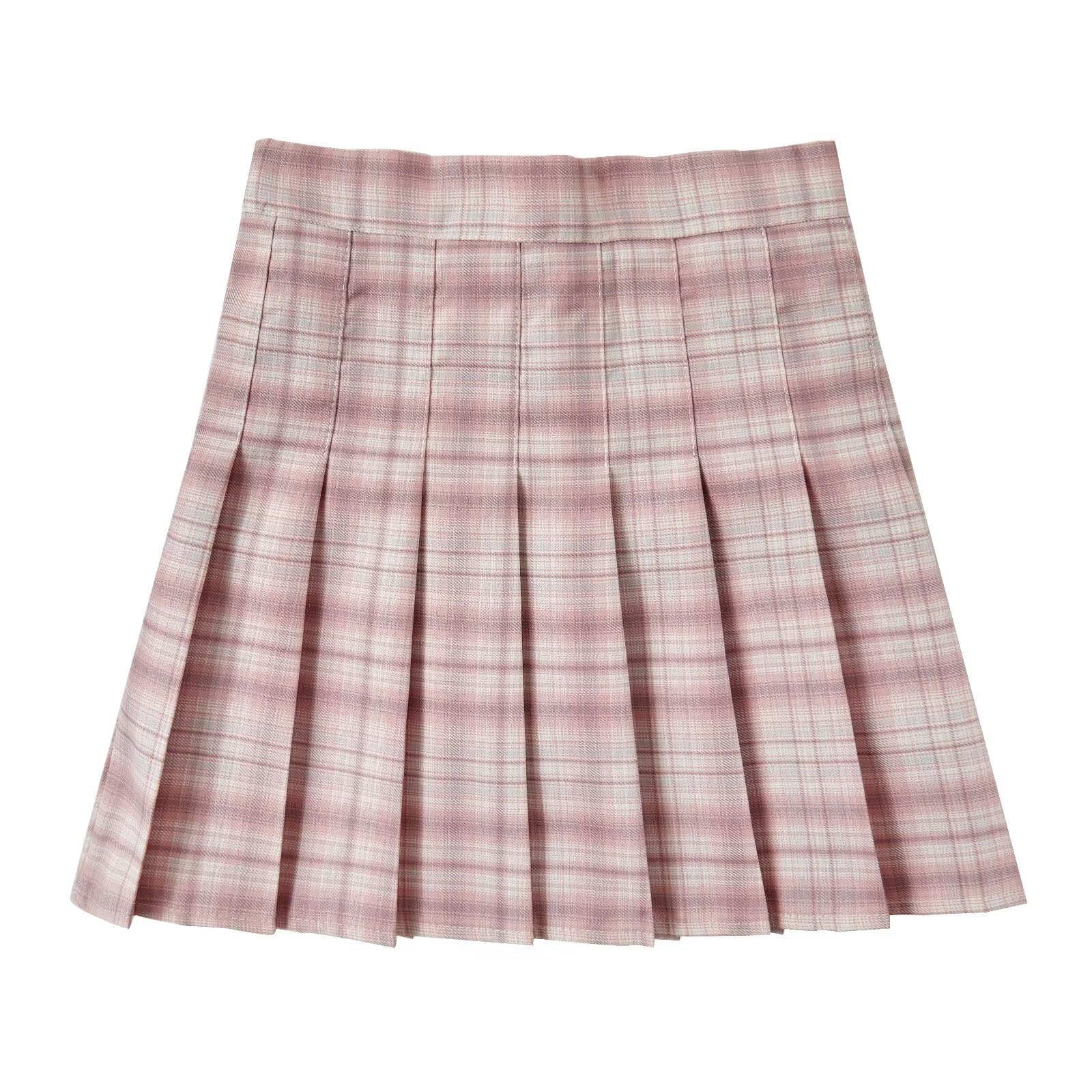 Pink Plaid Pleated Skirt for Toddler Girls High