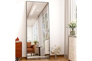 Easly Full Length Mirror 64"x21" Black, Rectangle Wall-Mounted or Standing Full Body Mirror for Bedroom, Living Room, Dressing Floor Mirror