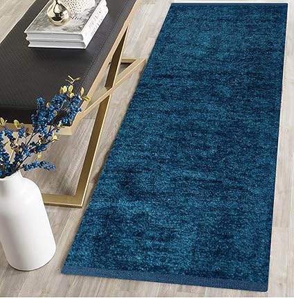 RN home furnishing Polyester Soft Indoor Modern Shag Area Rug Carpet with Feather Touch for Dining Room, Home Bedroom, (Blue Colour) (22 x 48)