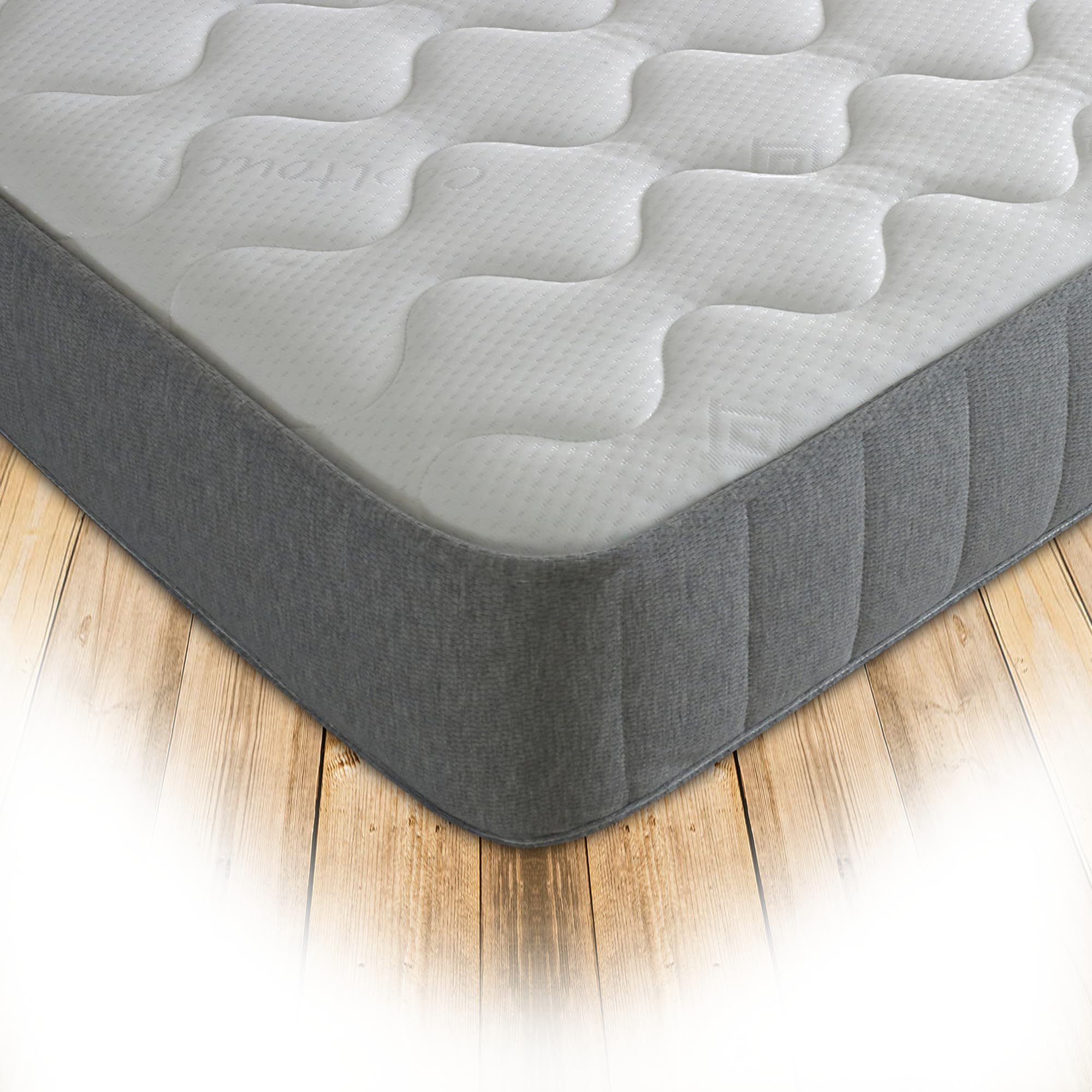 Starlight Beds Castle Essential Sprung 8-Inch Single Mattress – Soft, Grey (3ft x 6ft3)