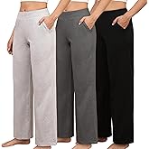 PNAEONG 3 Pack Women's Petite Sweatpants, Casual Wide Leg Pants Loose Fit Lounge Pants with Pocket,XS-XL