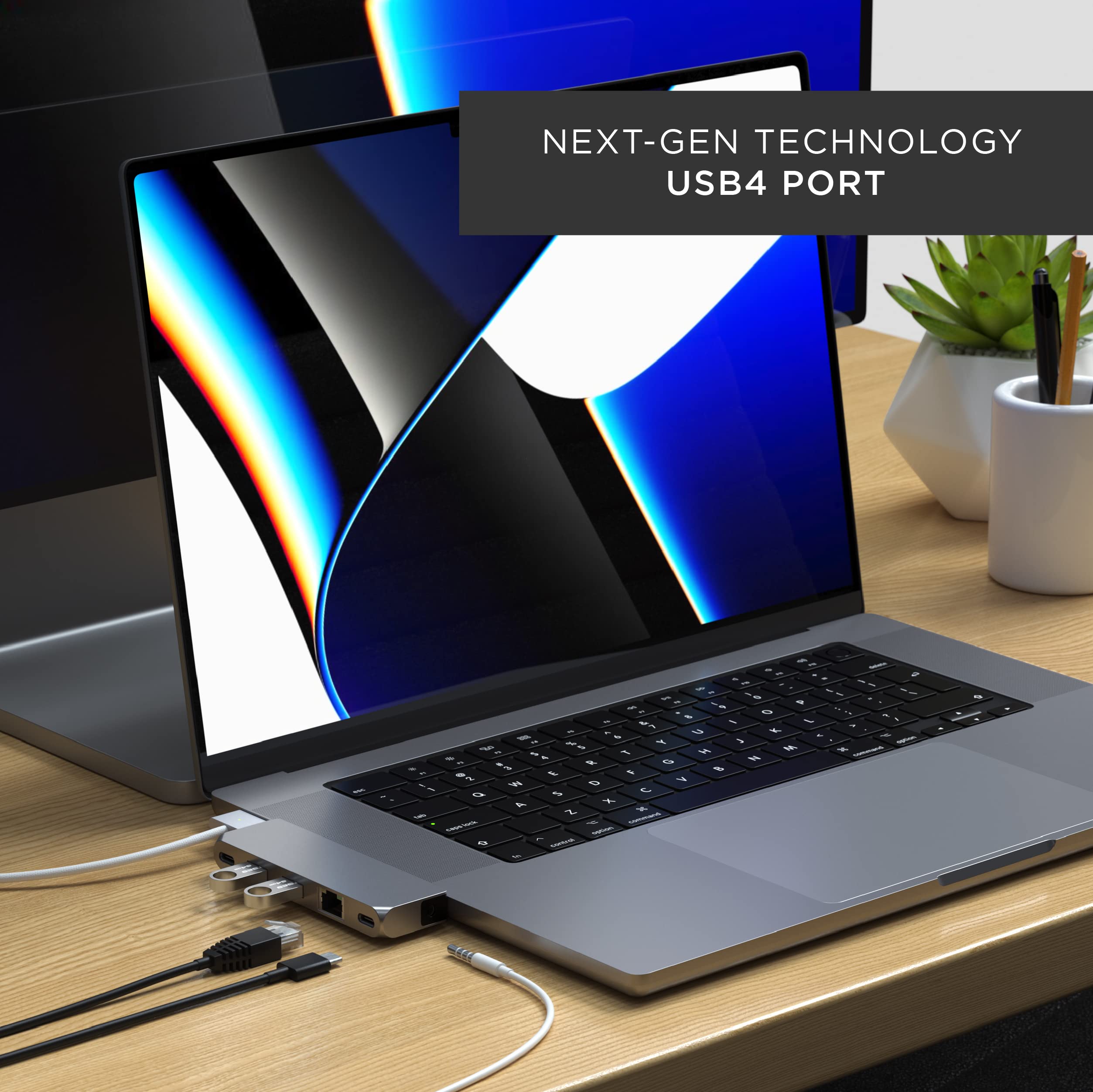 Satechi USB C Hub Multiport Adapter Pro Hub Mini, USBC Dongle with USB4 Port, USB-C Data, 2 USB-A Data, Ethernet, Audio Jack, for MacBook Air/Pro M5/M4 - Space Gray