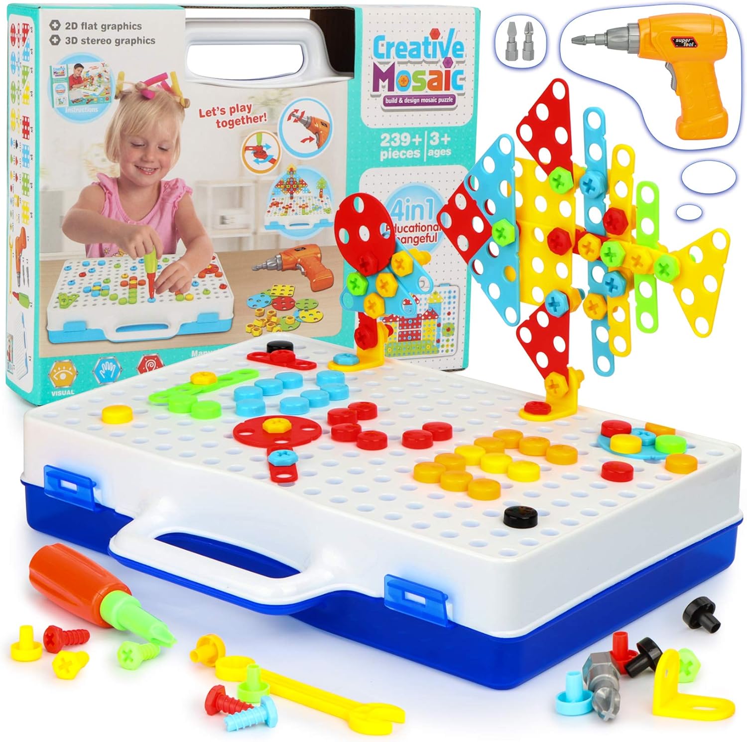 239 Pieces Electric Drill Puzzle Toy Set Electric DIY Drill