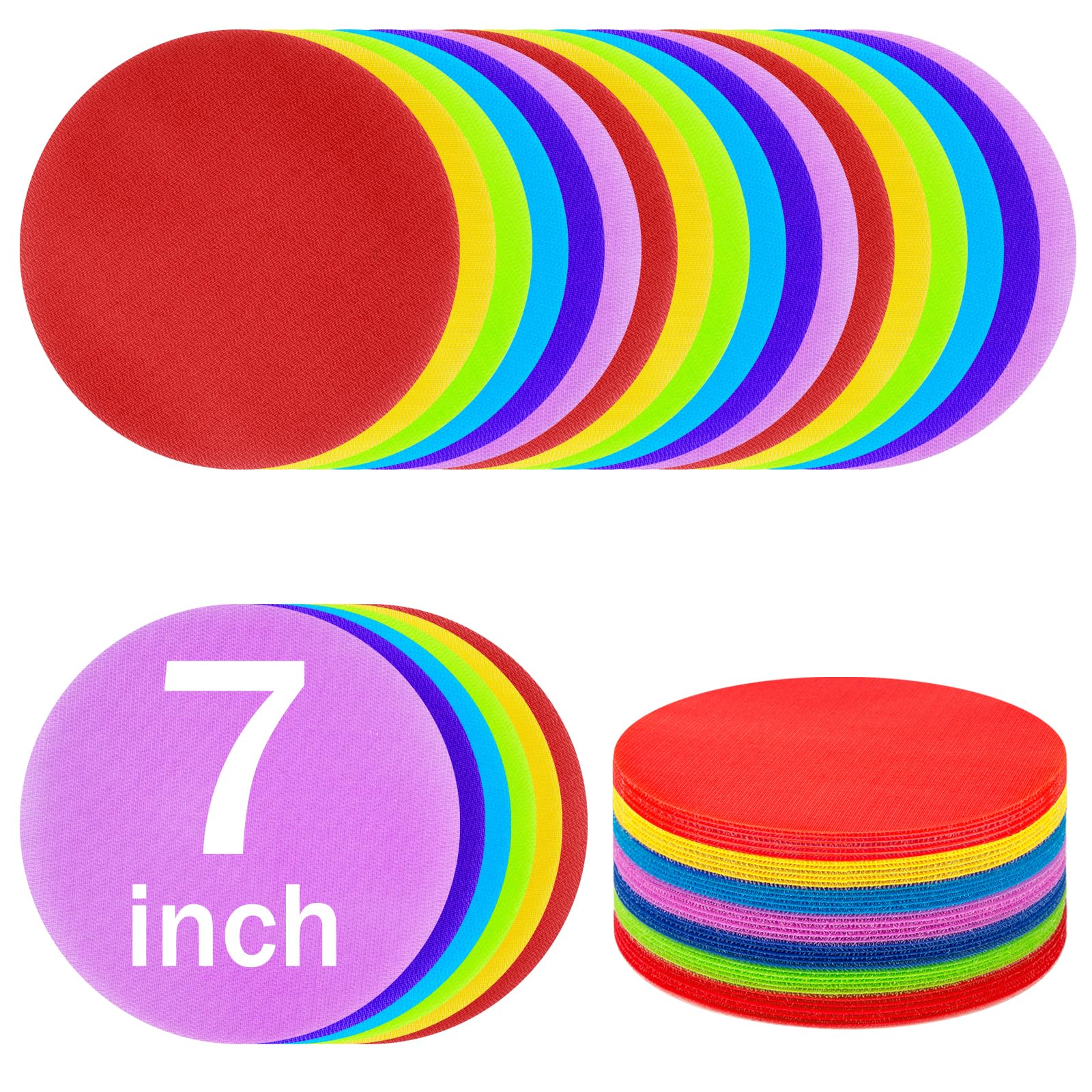 Photo 1 of 7 Inch Carpet Spots Markers Carpet Circles Carpet Markers for Kids Classroom Social Distancing, IKAYAS 30Pcs Removable Carpet Spots for Classroom Decoration Teacher Supplies, 6 Colors