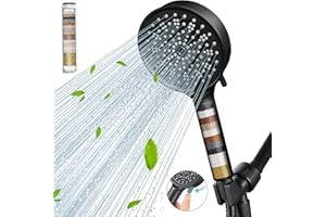 Cobbe Filtered Shower Head with Handheld, High Pressure 6 Spray Mode Showerhead with Filters, Water Softener Filters Beads for Hard Water - Remove Chlorine - Reduces Dry Itchy Skin, Matte Black