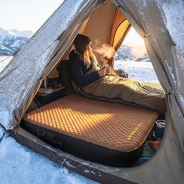LOSTHORIZON AIR & FOAM CAMPING MATTRESS, SELF-INFLATING SLEEPING PAD, 4.5″ THICK, WITH PUMP SACK, TWIN