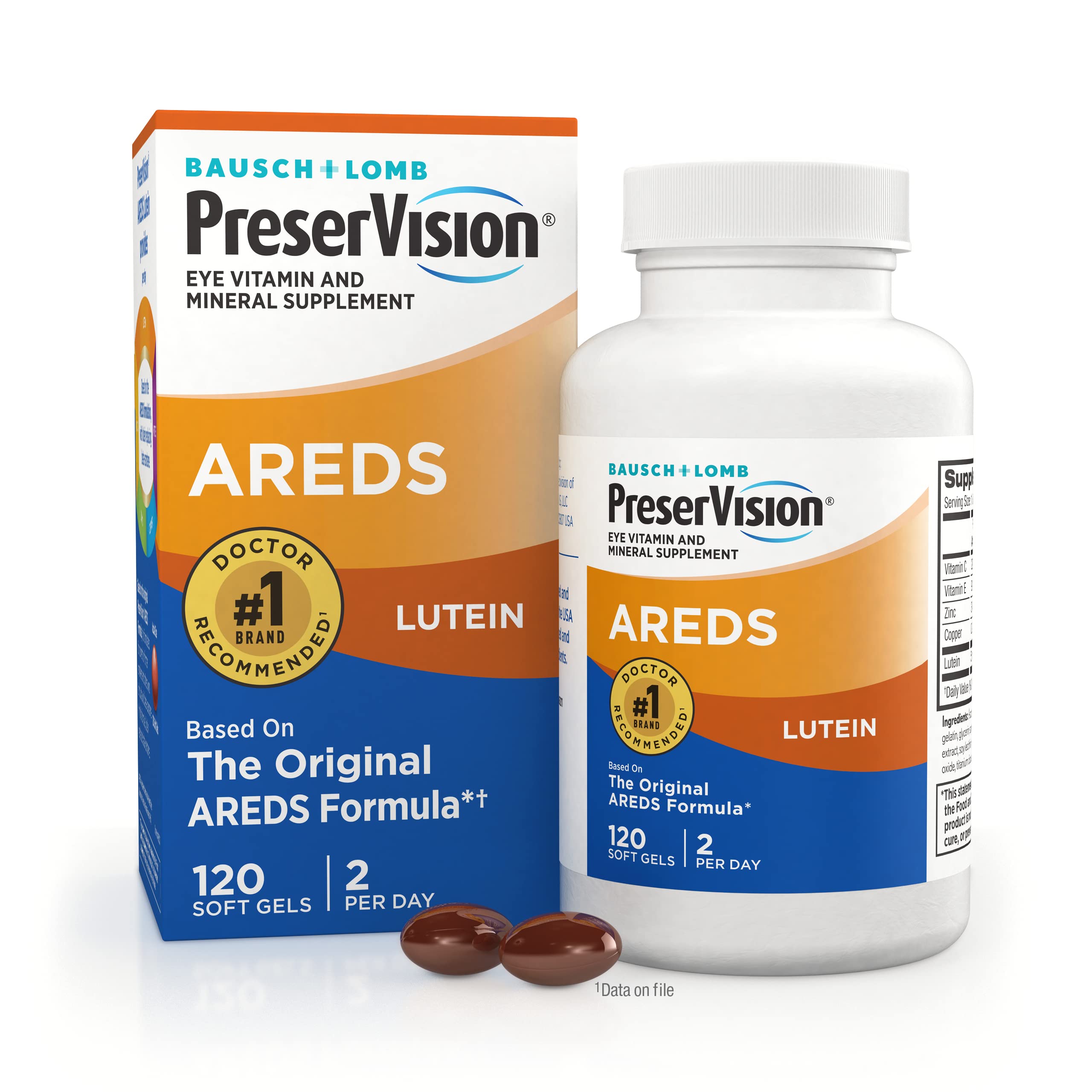 PreserVision AREDS Eye Vitamins, #1 Eye Doctor Recommended Brand, Multivitamin with Lutein, Vitamins C & E, Zinc, and Copper Supplements, 120 Softgels