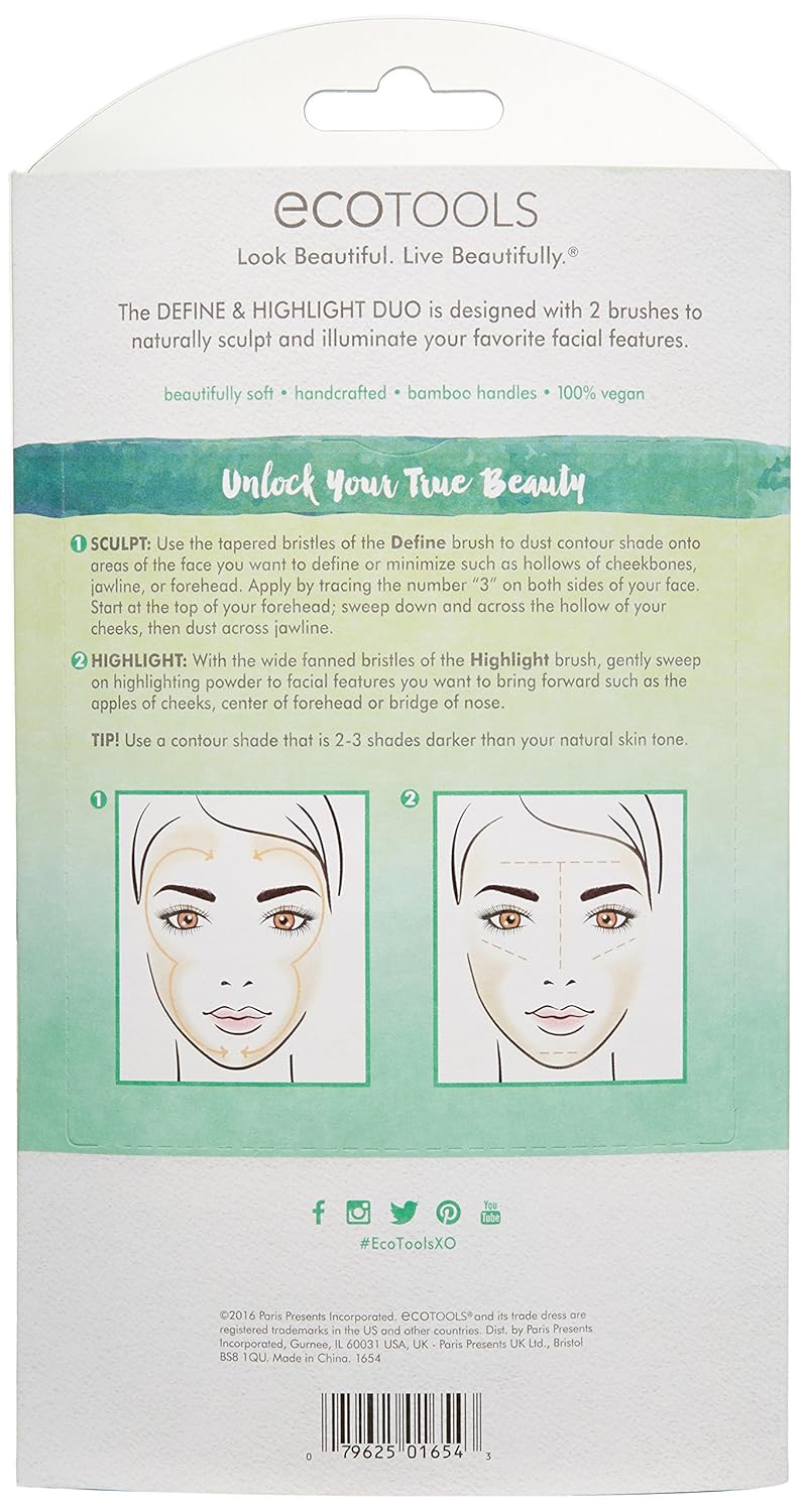 EcoTools Define & Highlight Duo, Makeup Brush Set for Powder, Bronzer, & Highlighter: Beauty
