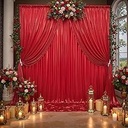 10x10ft Thick Red Glitter Backdrop Curtain Panels