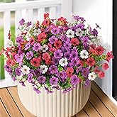 INQCMY Artificial Flowers for Outdoors Faux Plants Fake Flowers Spring Summer Decoration,12 Bundles Faux Silk Colorful Daisy Realistic UV Resistant for Outside Home Planter Window Porch Patio Yard