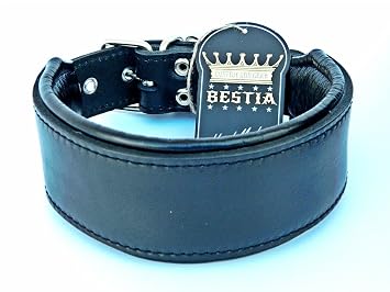 Bestia Genuine Leather Dog Collar Soft Padded Large Breeds Cane Corso Rottweiler Boxer Bullmastiff Dogo Bully Quality Dog Collar 100
