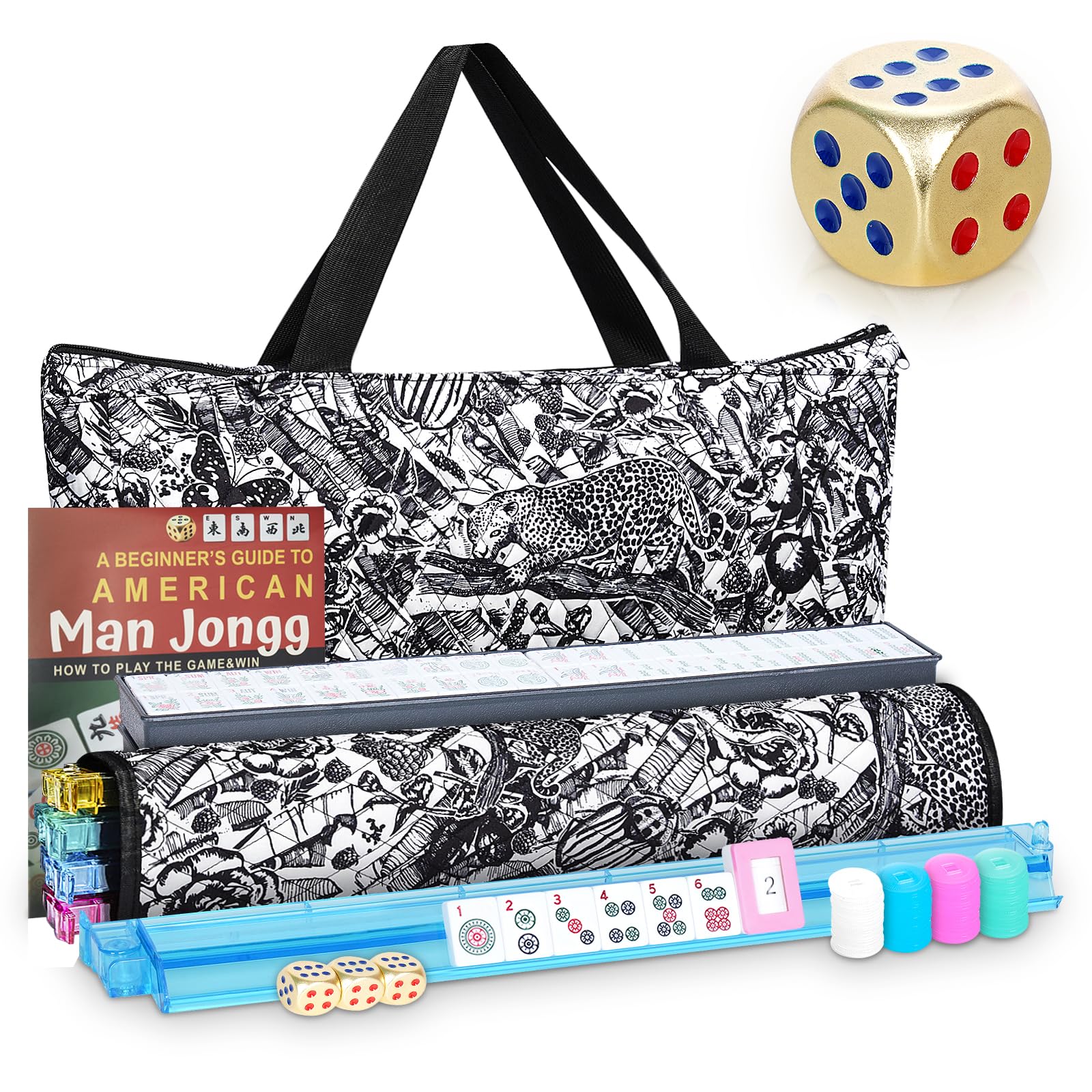 Photo 1 of NEW American Mahjong Game Set,166 Premium White Tiles with Portable Metal Dices?4 All-in-One Racks with Pushers, Mah-Jong Games Sets, Ma Jong Tile Game FASHION