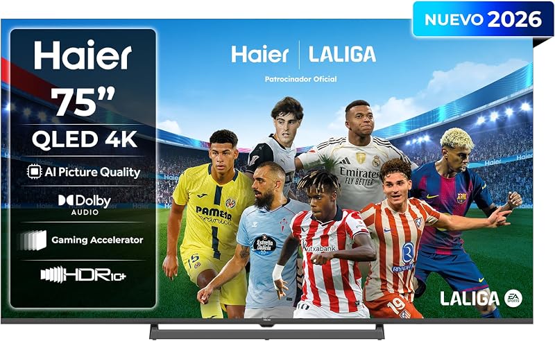 H6 QLED 4K 75" 75H6GUX, Smart TV con Google TV, Dolby Audio, HDR10+, MEMC, AI Picture Quality, Bluetooth 5.1, Gaming Accelerator 120Hz DLG, USB 2.0 x 2, DBX TV, HDMI 2.1 x 4 [2026]