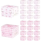 Glavatrix 50 Pieces Mini Pink Bow Party Favor Boxes Baby Shower Paper Treat Boxes Candy Cookies Gift Container for Coquette Bow Themed Birthday Bachelorette Wedding Bridal Shower,2.6 x 2.6 x 1.8Inch