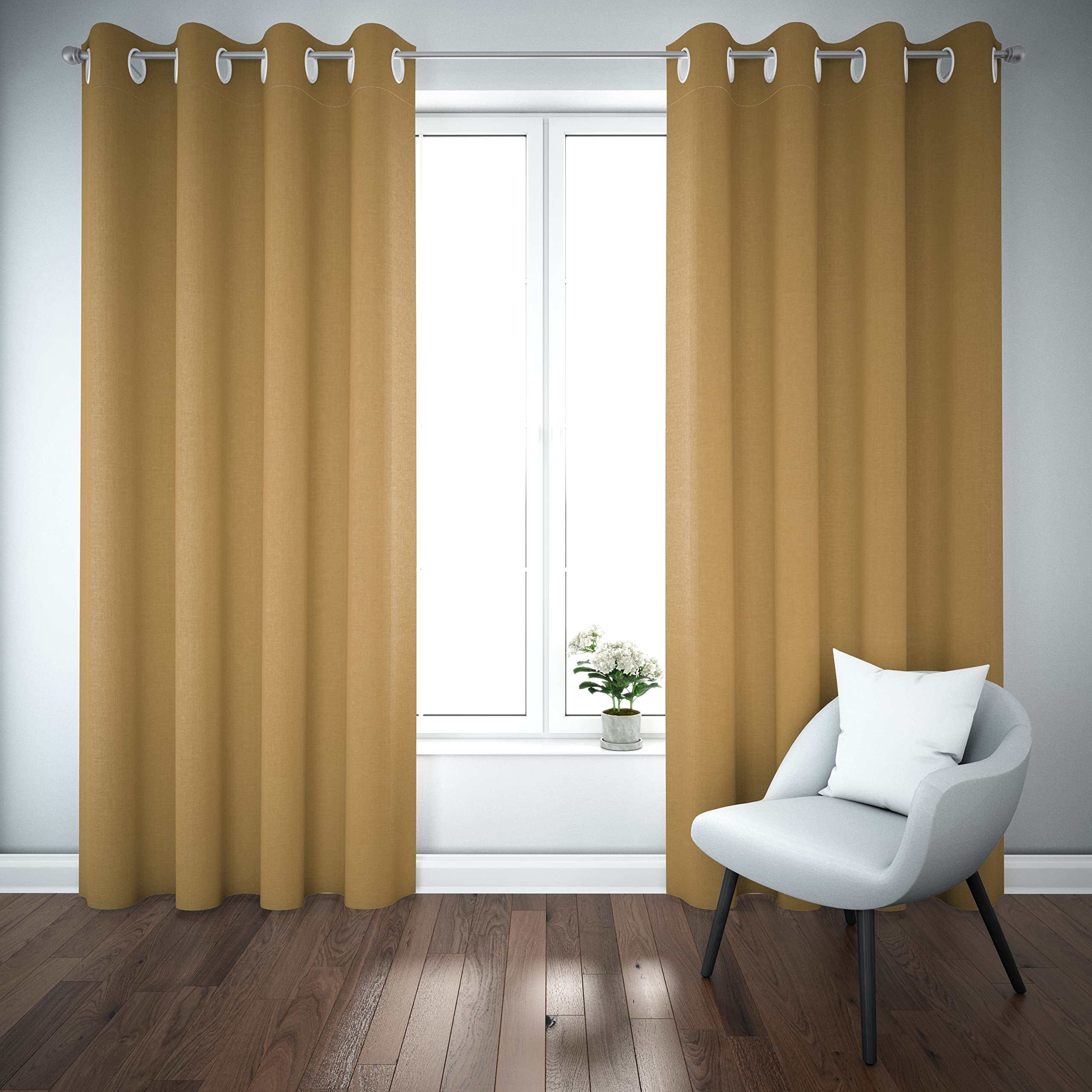 Rayyan Thermal Insulated Blackout Ring Top Curtains Pair Of 2 Eyelet Blackout Curtains With Tie Backs Luxury Feel Soft Touch Room Darkening Curtain