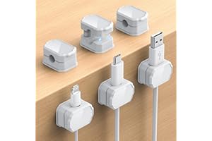 KMOUANTS 6 Pack Elastic Cable Clips [auto Tighten] Cable Holder, Desk Cable Management, Cord Organizer for Home Office Desk Phone car Wall Mounted Desktop nightstand Cable Management（White