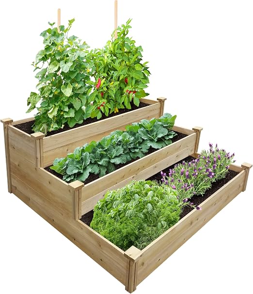 Greenes valla mejor valor 3-Tier cedro recaudado jardín cama ...
