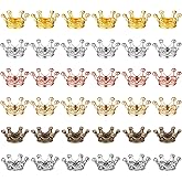 Jxiwfvl Mini Crown Charms, 60 PCS Vintage Crowns for Crafts 3D Alloy King Crown Beads Large Hole Loose Spacer Beads for DIY Jewelry Necklace Bracelet Making Supplies Mixed Color