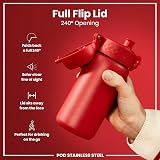 Ion8 Lightweight Steel Kids Water Bottle 400ml Red Leak Proof view 4