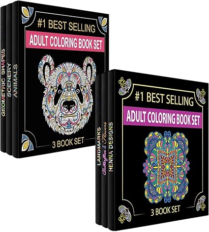 Download Amazon Com Adult Coloring Book Bundle 6 Books Animals Mandalas Butterflies And Flowers Henna Landmarks Scenery Arts Crafts Sewing