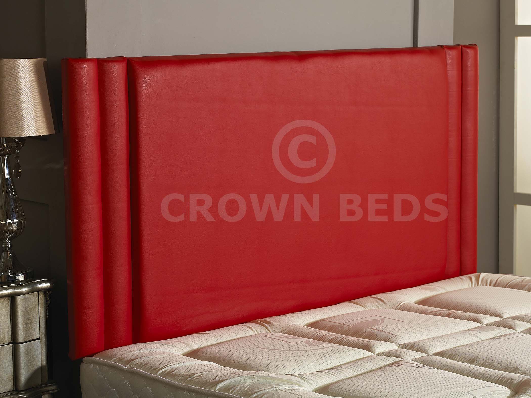 CROWNBEDSUK HILTON FAUX LEATHER HEADBOARD IN 2ft6,3ft,4ft,4ft6,5ft,6ft RED, 3FT (SINGLE)