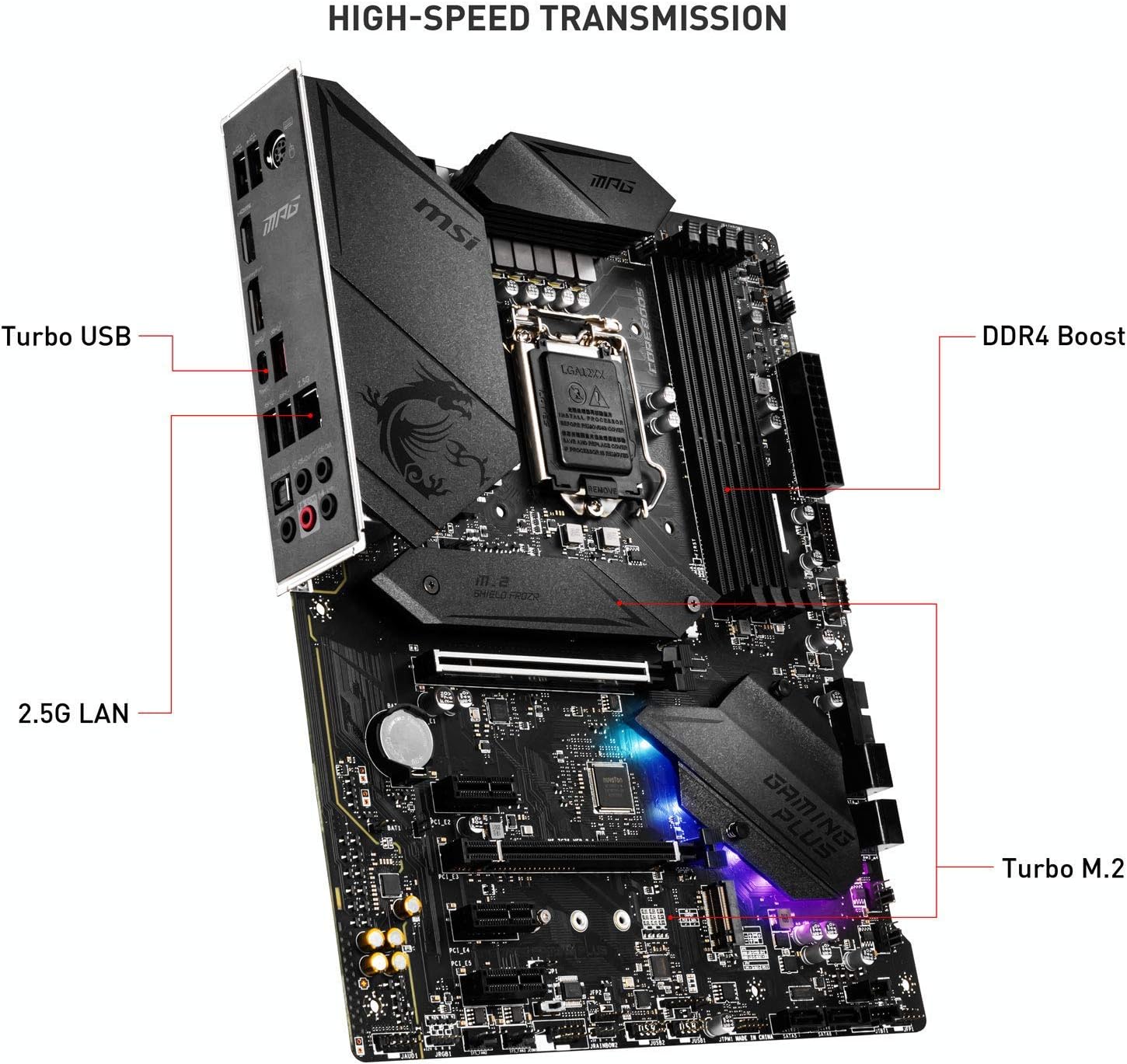 MSI MPG Z490 GAMING PLUS Motherboard ATX, LGA1200, DDR4, LAN, USB 3.2 Gen2, Type C, M.2, DisplayPort, HDMI - Image 5