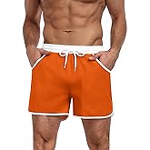 COOFANDY Men's Swim Trunks Quick Dry Swimsuit Color Block Board Short Bathing Suit Swimwear with Mesh Liner