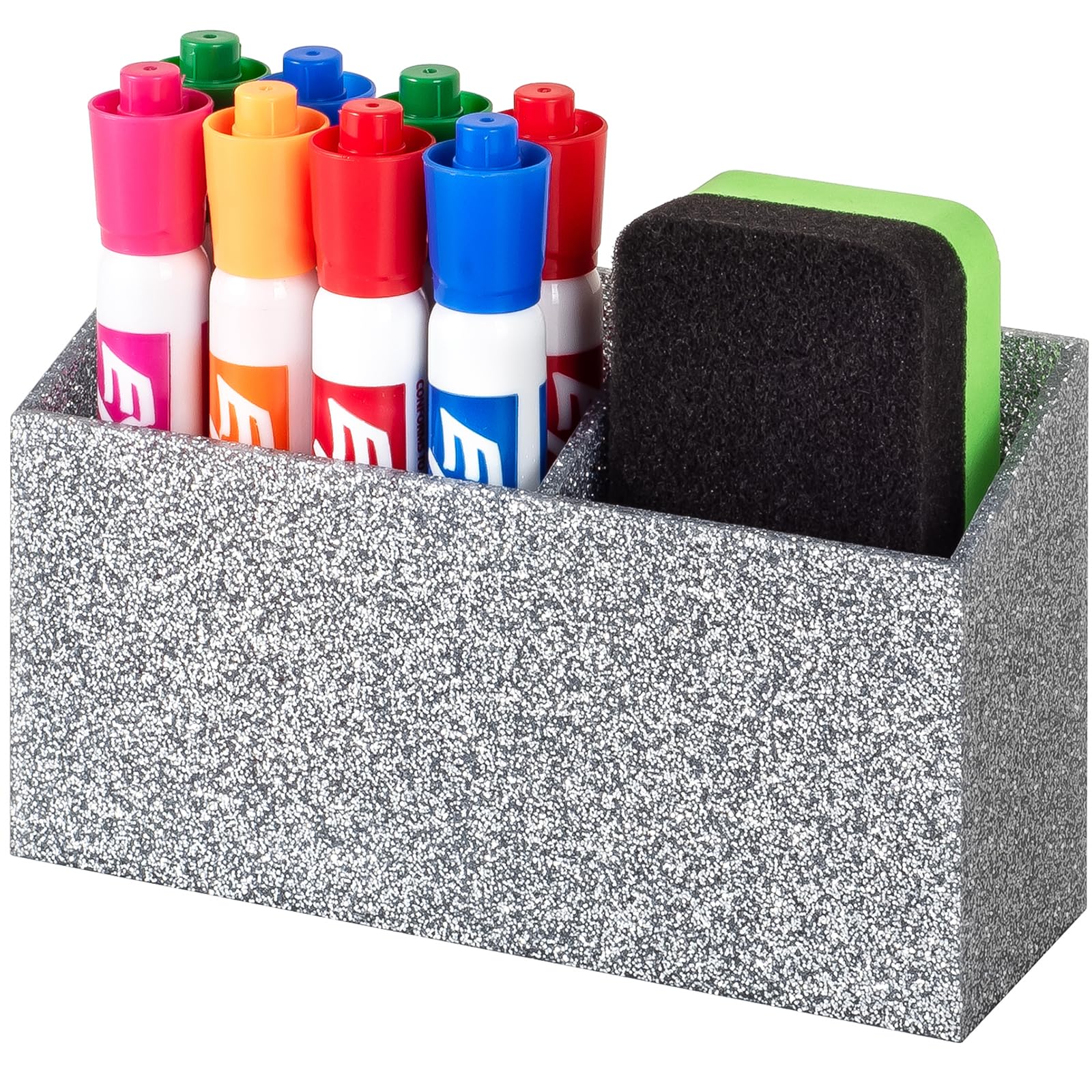 Photo 1 of BEYGORM Magnetic Dry Erase Marker Holder for Whiteboard,Non-slip Acrylic Magnet Pen Holder for Fridge Refrigerator,Locker Organizer for Work,Locker Accessories,Pencil Cup for Desk(Silver)