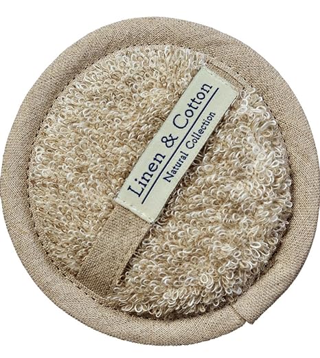 Linen & Cotton Luxus Exfoliating Natural Pad Scrubber Bath Body Massage Sponge Badeschwamm Duschschwamm Peeling-Schwamm AIRA,