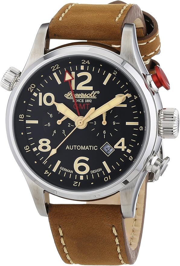 Ingersoll Men's Automatic Watch Chronograph Display and Leather Strap