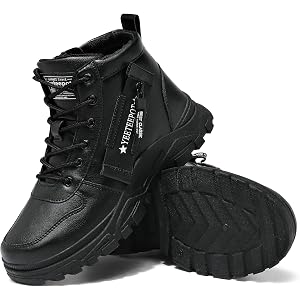 Yeeteepot Women's Ankle Boots Lace Up Outdoor Booties Anti-Slip Sneakers | Side Zipper Walking Shoes Wide Feet Short Boots Fl
