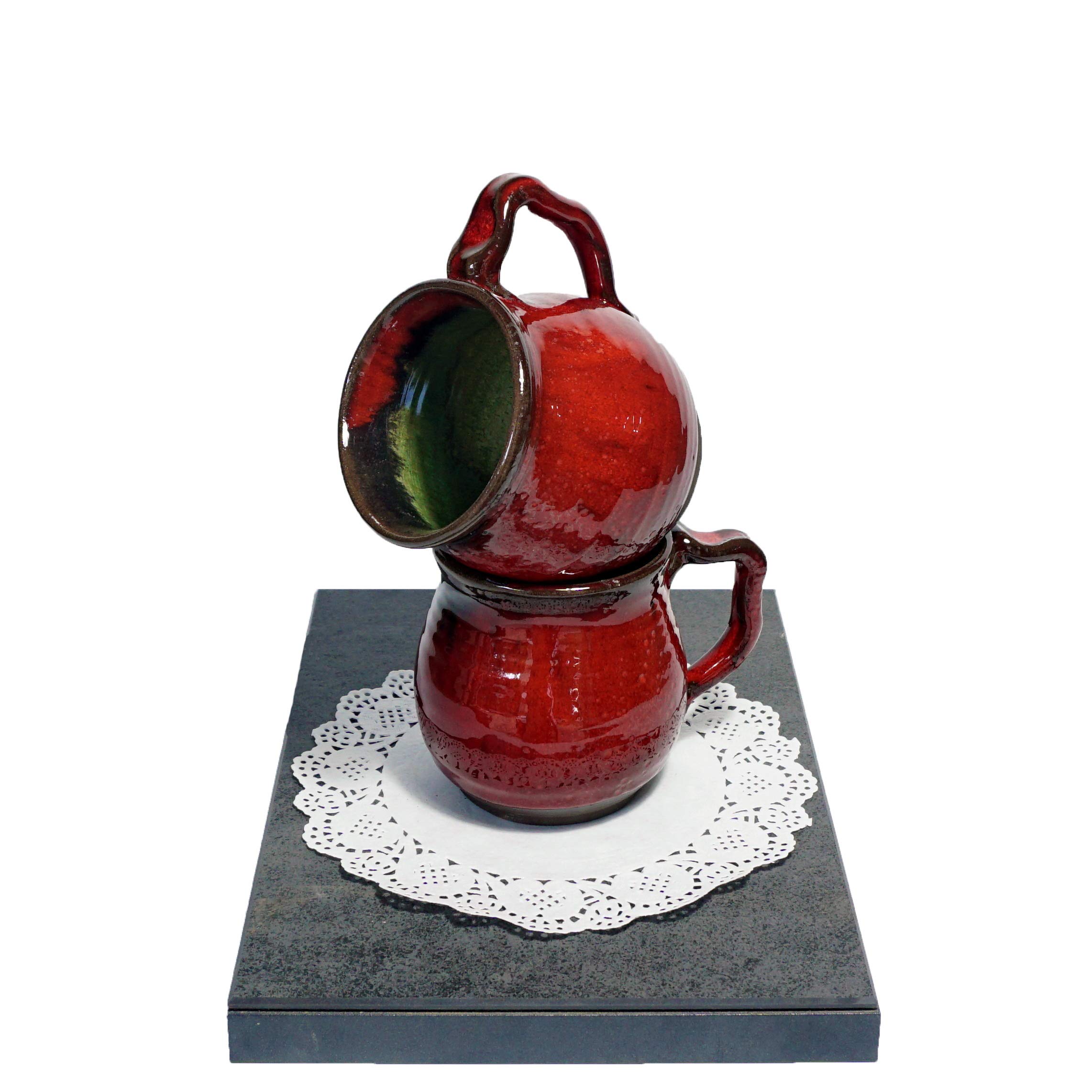 2 Handmade mug, Pottery coffee cups, Set of 2 Ceramic mugs, red pottery mug, Tea ceramic mug, set of