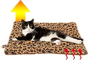 FLYSTAR Cat Bed Mat for Indoor Cats - Self Warming Leopard Cute Cat Bed Mat, Soft Warm Washable Self Heating Cat Bed Pad for Small, Medium, Large Cats & Puppies(19.7"*29.5")