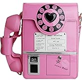 QiMing Retro dial telephone Crossbody Shoulder Bag,Pu Movable microphone Purse for Women